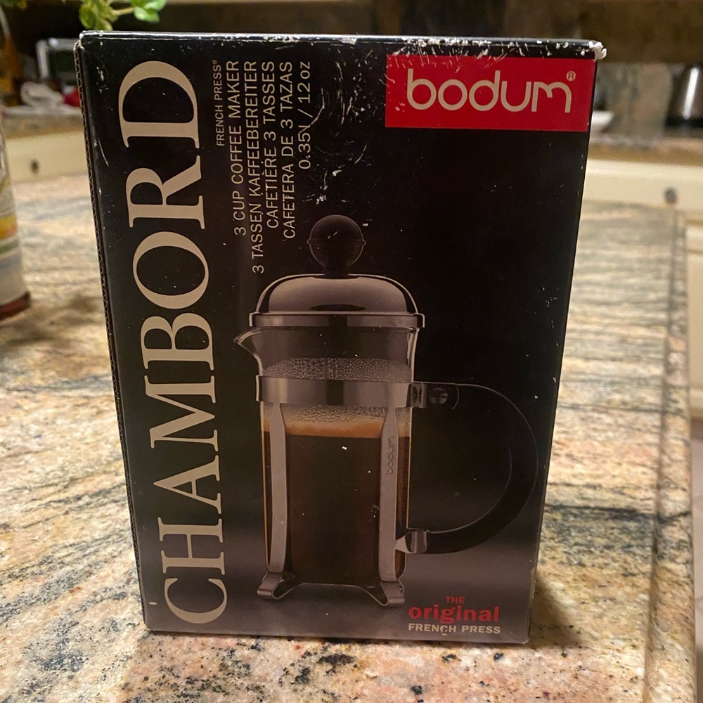 Never used chambers French press 3 cup coffee maker